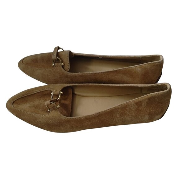 Talbots Women's Size 7M Tan Suede Leather Horse Bit Pointed Flats Classic - Picture 2 of 8